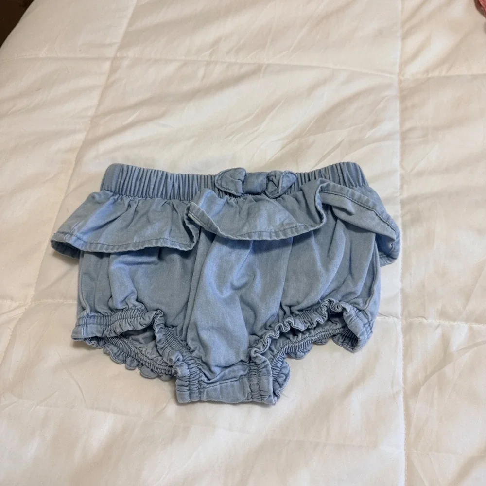 NEW - Cat & Jack Baby Girls Denim Ruffle Cotton Bloomers Diaper Cover 3-6M